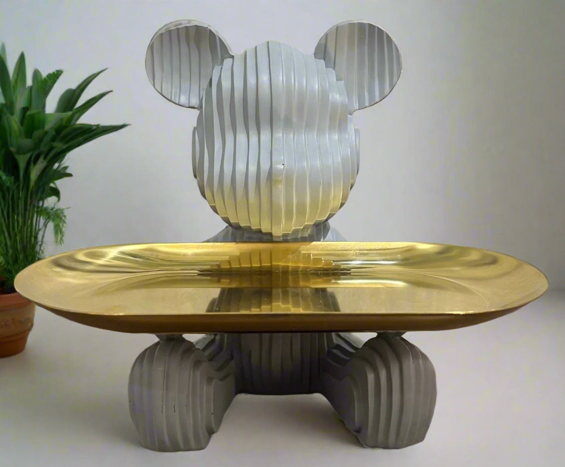 Patterned Mickey Sitting With a Tray